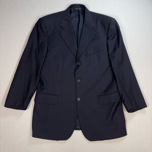 Canali Loro Piana Super 120's Blazer Men 48R Black Winter Tasmanian‎ Stripe Wool